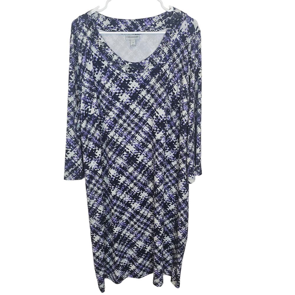 Catherines Dress Knee Length Dress Long Sleeve Dress Beaded Dress 2X Purple